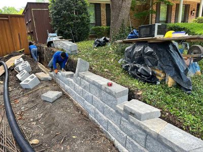 Stone Retaining Wall Installation